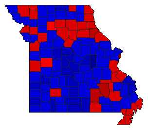 1988 Missouri County Map of General Election Results for State Treasurer