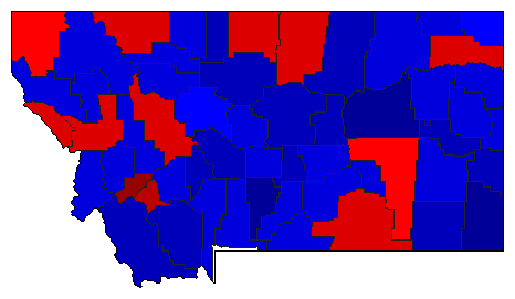 1988 Montana County Map of General Election Results for President