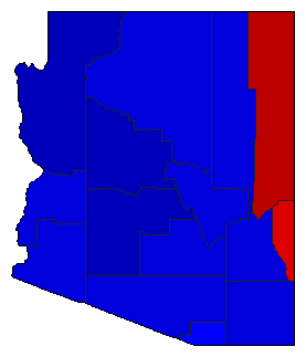 1988 Arizona County Map of General Election Results for President