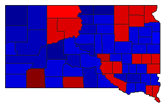 1988 South Dakota County Map of General Election Results for President