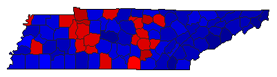 1988 Tennessee County Map of General Election Results for President