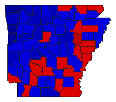 1988 Arkansas County Map of General Election Results for President