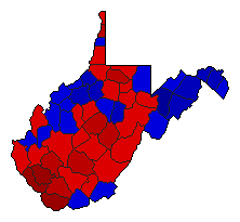 1988 West Virginia County Map of General Election Results for President
