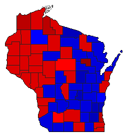1988 Wisconsin County Map of General Election Results for President