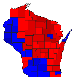 1988 Wisconsin County Map of Democratic Primary Election Results for Senator