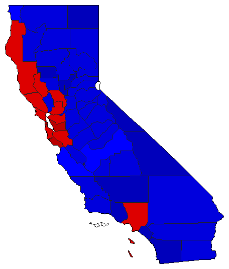 1988 California County Map of General Election Results for President