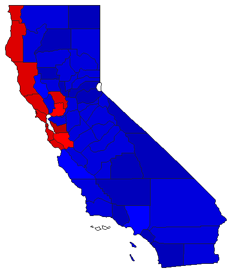 1988 California County Map of General Election Results for Senator