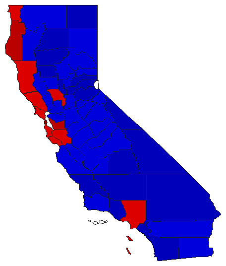 1988 California County Map of Special Election Results for Senator