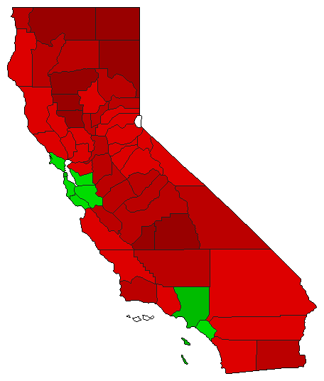 1988 California County Map of General Election Results for Initiative