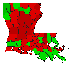 1989 Louisiana County Map of Special Election Results for Initiative
