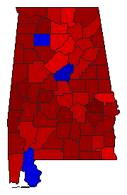 1990 Alabama County Map of General Election Results for State Auditor