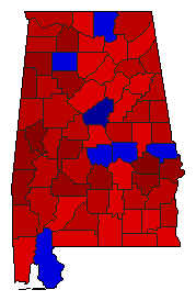 1990 Alabama County Map of General Election Results for Agriculture Commissioner