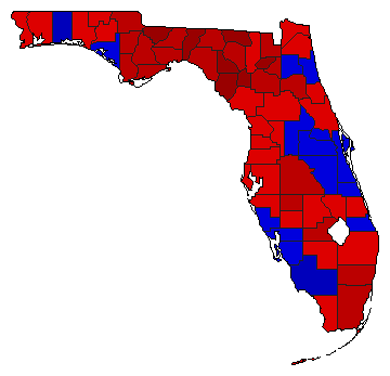 1990 Florida County Map of General Election Results for Agriculture Commissioner