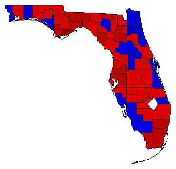 1990 Florida County Map of General Election Results for Governor