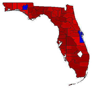 1990 Florida County Map of Democratic Primary Election Results for Governor