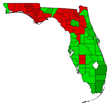 1990 Florida County Map of General Election Results for Referendum