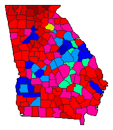 1990 Georgia County Map of Democratic Primary Election Results for Governor