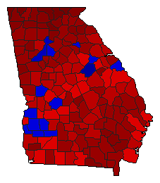 1990 Georgia County Map of Democratic Runoff Election Results for Governor