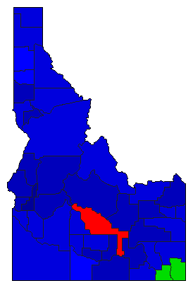 1990 Idaho County Map of Republican Primary Election Results for State Auditor