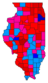 1990 Illinois County Map of Democratic Primary Election Results for Comptroller General
