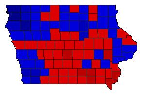 1990 Iowa County Map of General Election Results for Secretary of State
