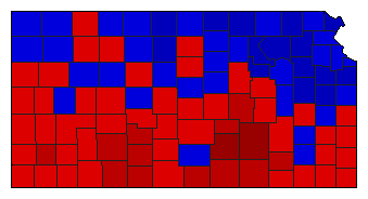 1990 Kansas County Map of Democratic Primary Election Results for Insurance Commissioner