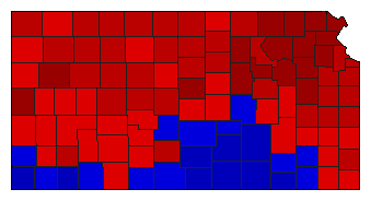 1990 Kansas County Map of Democratic Primary Election Results for Senator