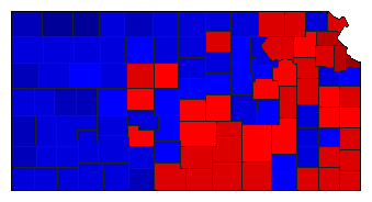 1990 Kansas County Map of General Election Results for Governor