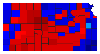 1990 Kansas County Map of Democratic Primary Election Results for Governor