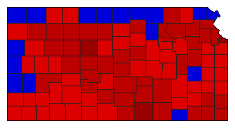 1990 Kansas County Map of General Election Results for State Treasurer