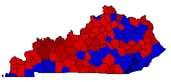 1990 Kentucky County Map of Democratic Primary Election Results for Senator