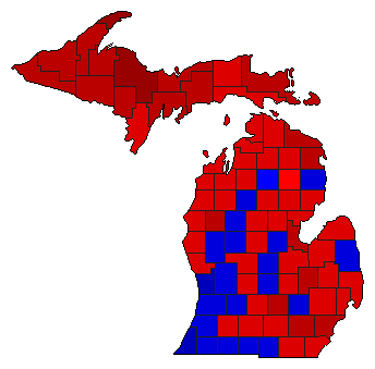 1990 Michigan County Map of General Election Results for Senator