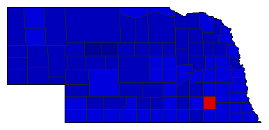 1990 Nebraska County Map of General Election Results for Secretary of State