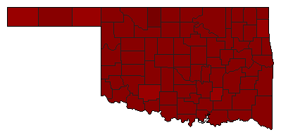 1990 Oklahoma County Map of Democratic Primary Election Results for Senator