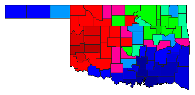 1990 Oklahoma County Map of Democratic Primary Election Results for Governor