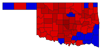 1990 Oklahoma County Map of Democratic Runoff Election Results for Lt. Governor