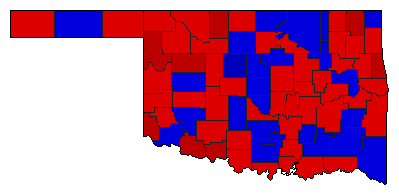 1990 Oklahoma County Map of Republican Runoff Election Results for State Treasurer
