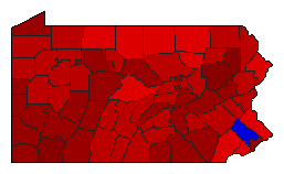 1990 Pennsylvania County Map of General Election Results for Governor