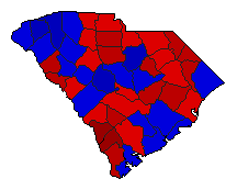 1990 South Carolina County Map of General Election Results for Secretary of State