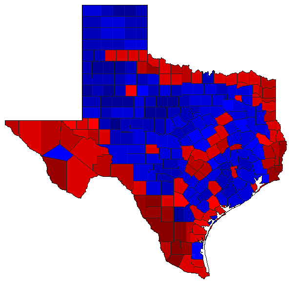 1990 Texas County Map of General Election Results for Agriculture Commissioner