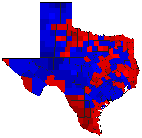 1990 Texas County Map of General Election Results for Governor