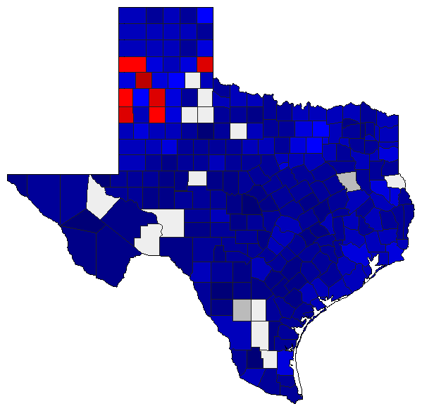 1990 Texas County Map of Republican Primary Election Results for Governor