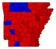 1990 Arkansas County Map of General Election Results for Governor