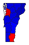 1990 Vermont County Map of General Election Results for Governor