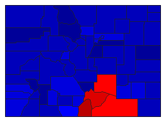 1990 Colorado County Map of General Election Results for Secretary of State