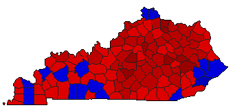 1991 Kentucky County Map of Democratic Primary Election Results for State Auditor