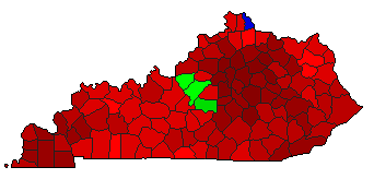 1991 Kentucky County Map of Democratic Primary Election Results for Secretary of State