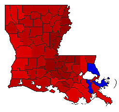 1991 Louisiana County Map of Open Runoff Election Results for Insurance Commissioner