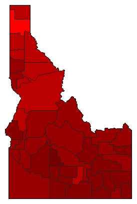 1992 Idaho County Map of Democratic Primary Election Results for Senator