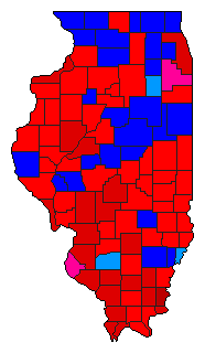 1992 Illinois County Map of General Election Results for President